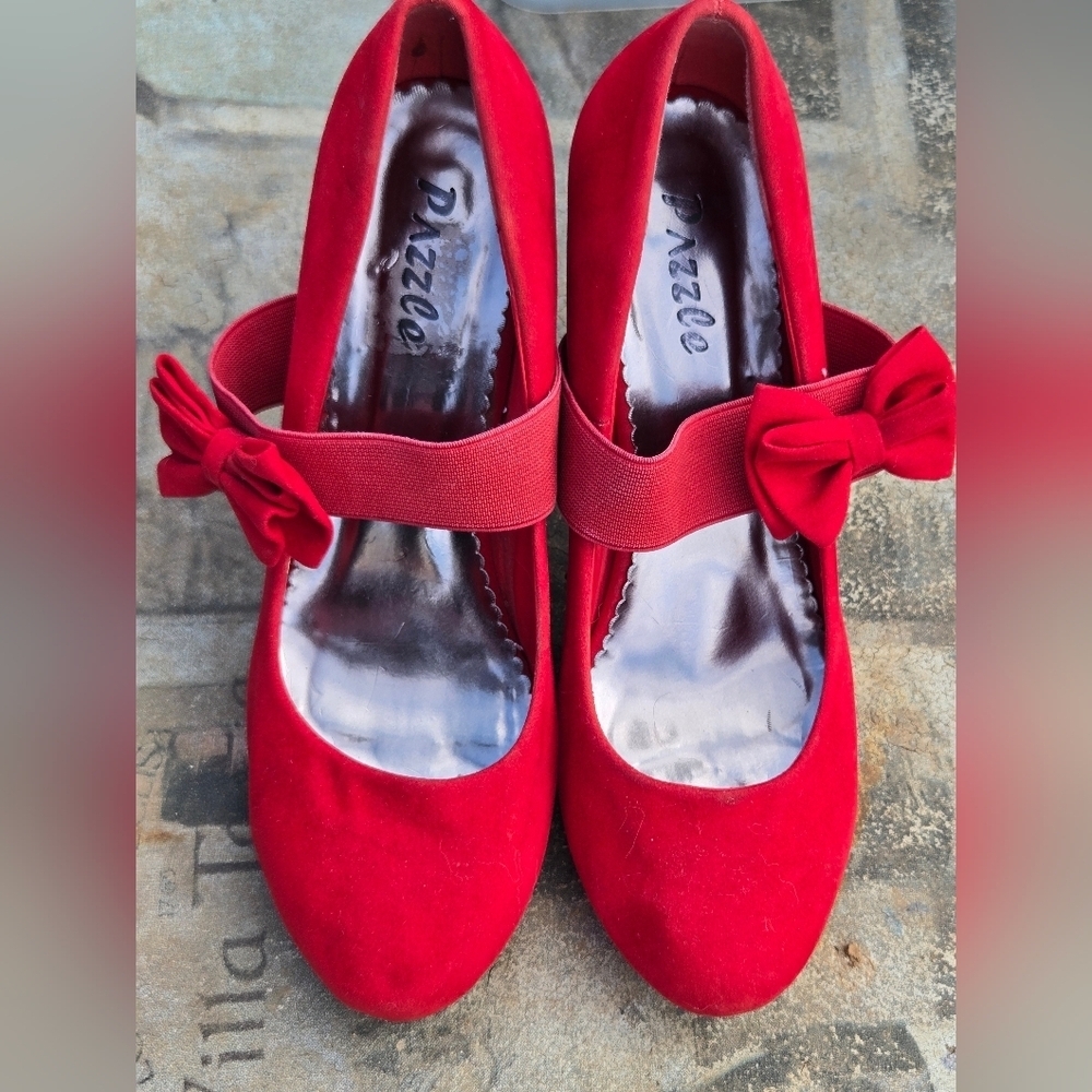 PazzCe Sz 9 Mary Jane Red Bow Heels Platform Pumps Ladies High Heeled